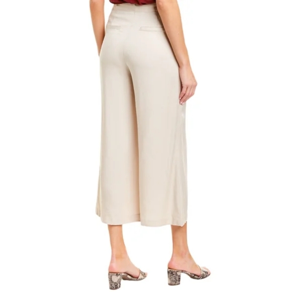 NWT Cupcake & Cashmere Wide Leg Beige High Rise Capri Pants Size 0 - Picture 2 of 7